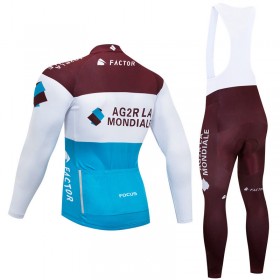 Tenue Cycliste Manches Longues et Collant à Bretelles 2018 AG2R La Mondiale N002